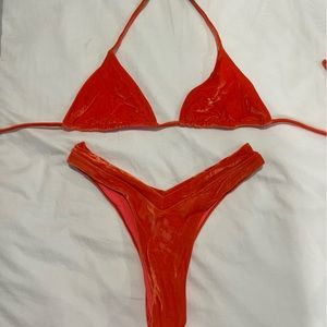 One one Orange Velvet Bikini Size M
